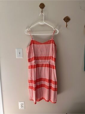 Striped Salmon (pinky red) and White Summer Sundress